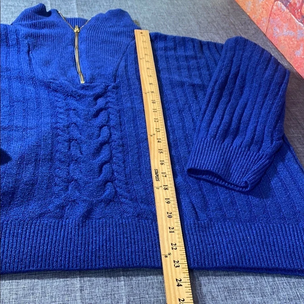 St. John’s Bay Royal Blue Women's 2X Quarter Zip Pullover Sweater Knit Mock Neck